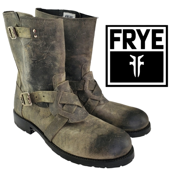 Frye Other - FRYE ENGINEER CROSS Gray Suede Motorcycle Boots Men's Size 9.5D